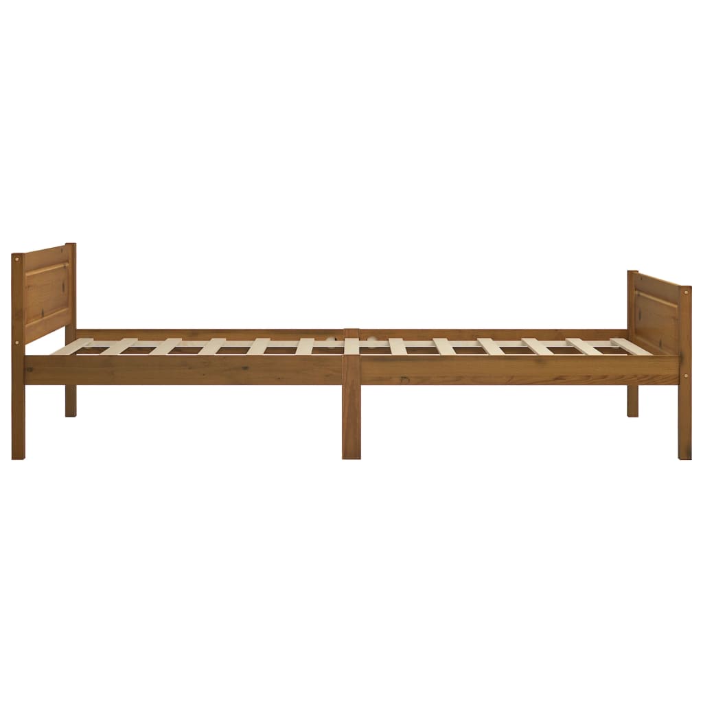 Bed Frame without Mattress Solid Pinewood Honey Brown 100x200 cm