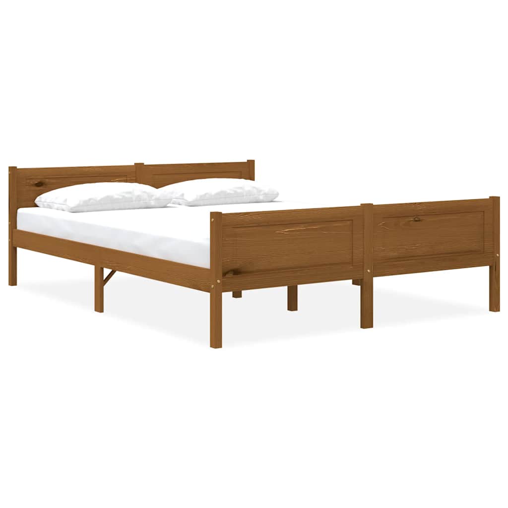 Bed Frame without Mattress Solid Pinewood Honey Brown 160x200 cm