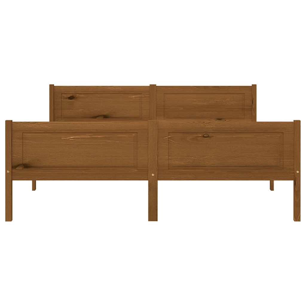 Bed Frame without Mattress Solid Pinewood Honey Brown 160x200 cm