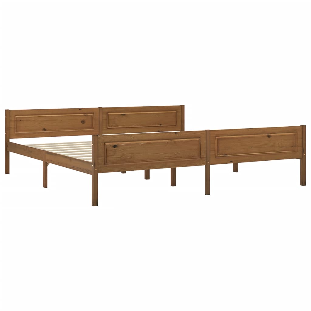 Modern Wooden Emperor Size 2m Bed Frame Base With Headboard Solid Pinewood Wood