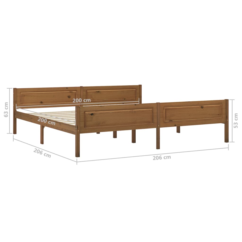 Modern Wooden Emperor Size 2m Bed Frame Base With Headboard Solid Pinewood Wood