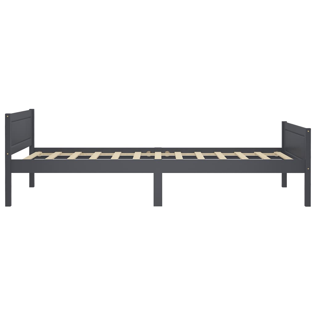 Bed Frame without Mattress Solid Pinewood Grey 100x200 cm
