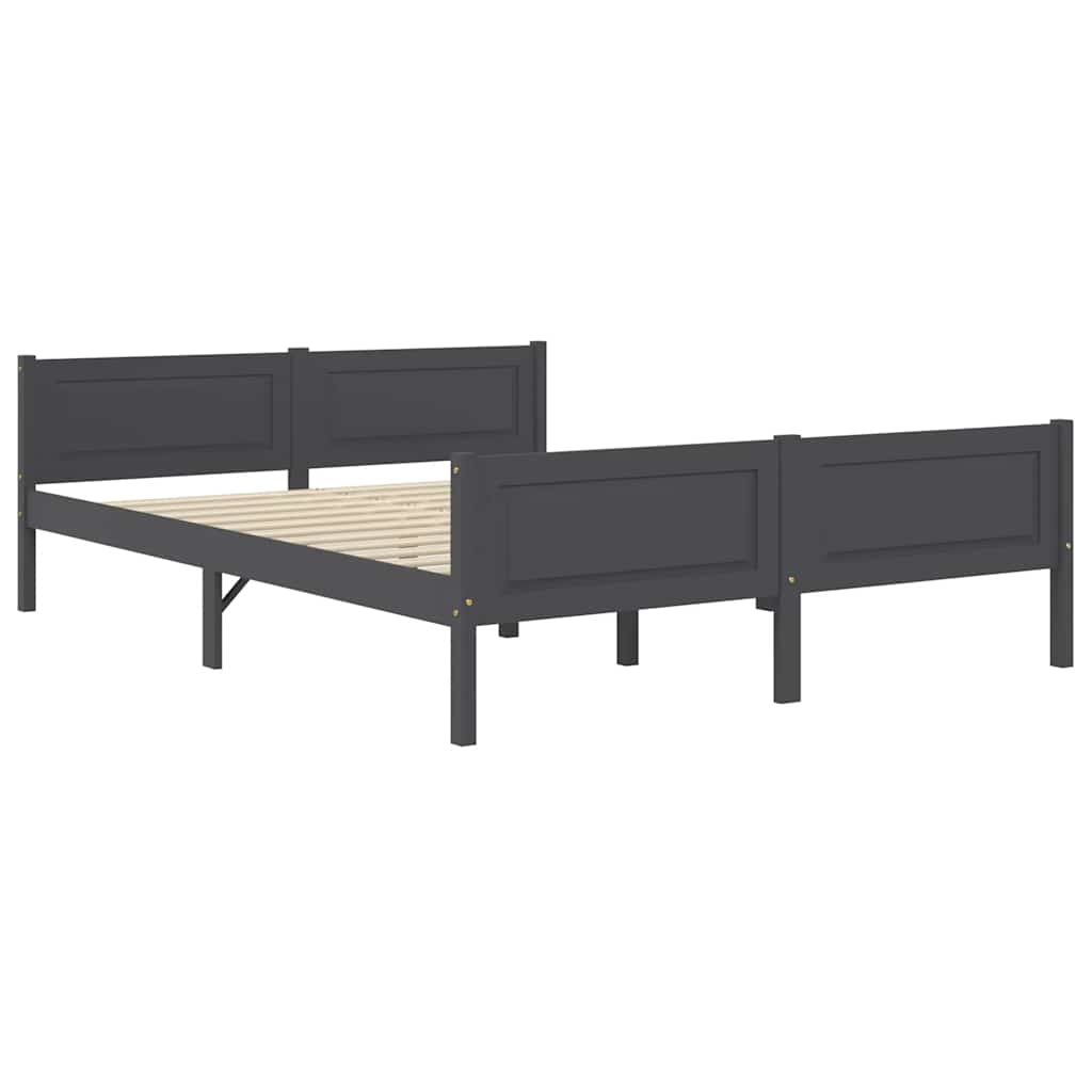 Bed Frame without Mattress Solid Pinewood Grey 140x200 cm