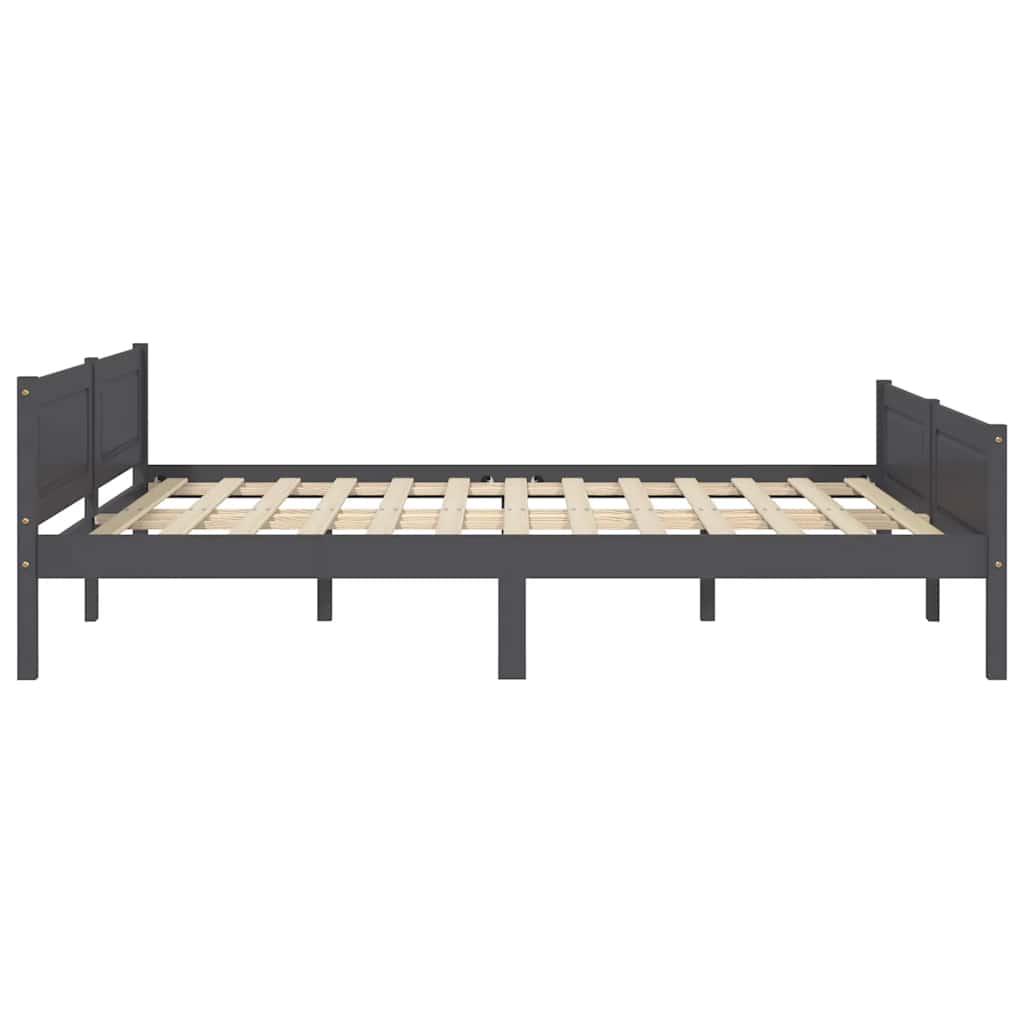 Bed Frame without Mattress Solid Pinewood Grey 160x200 cm
