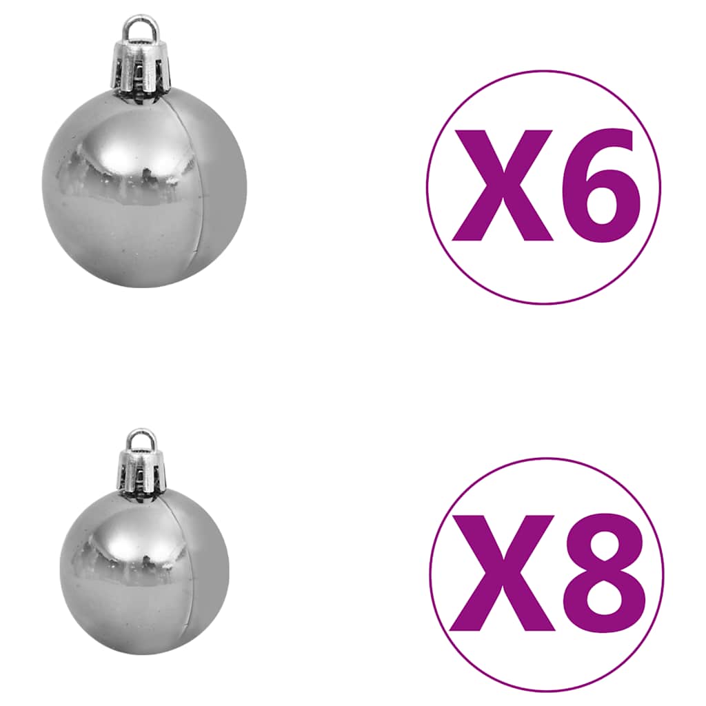 60 Piece Christmas Ball Set With Peak And 150 Leds White&Gey