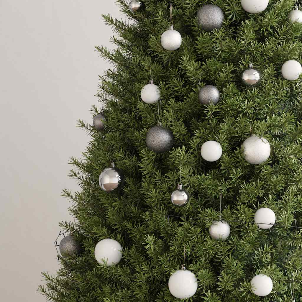 60 Piece Christmas Ball Set With Peak And 150 Leds White&Gey