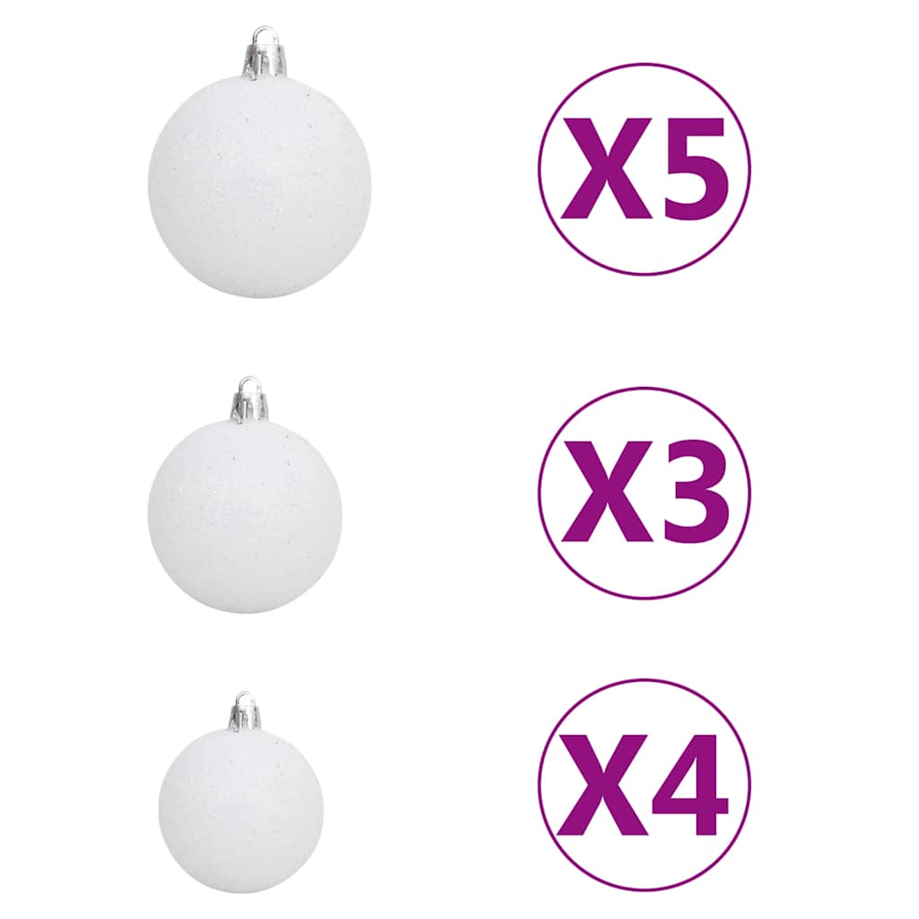 60 Piece Christmas Ball Set With Peak And 150 Leds White&Gey