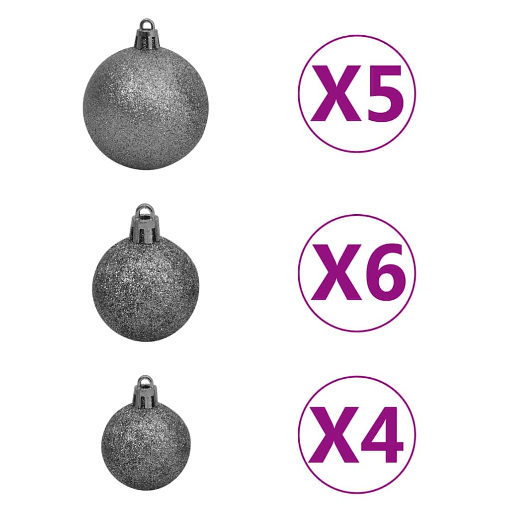 60 Piece Christmas Ball Set With Peak And 150 Leds White&Gey