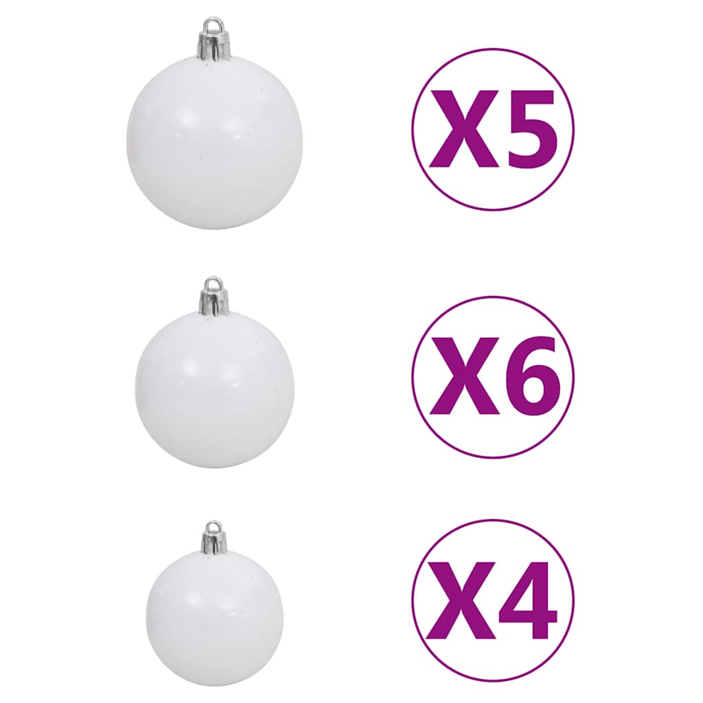 60 Piece Christmas Ball Set With Peak And 150 Leds White&Gey