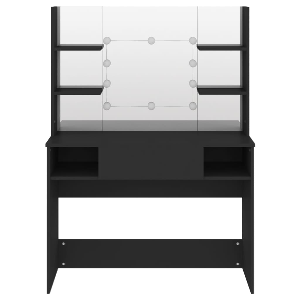 Modern Wooden Makeup Vanity Desk Dressing Table With LED Lights Mirror & Storage