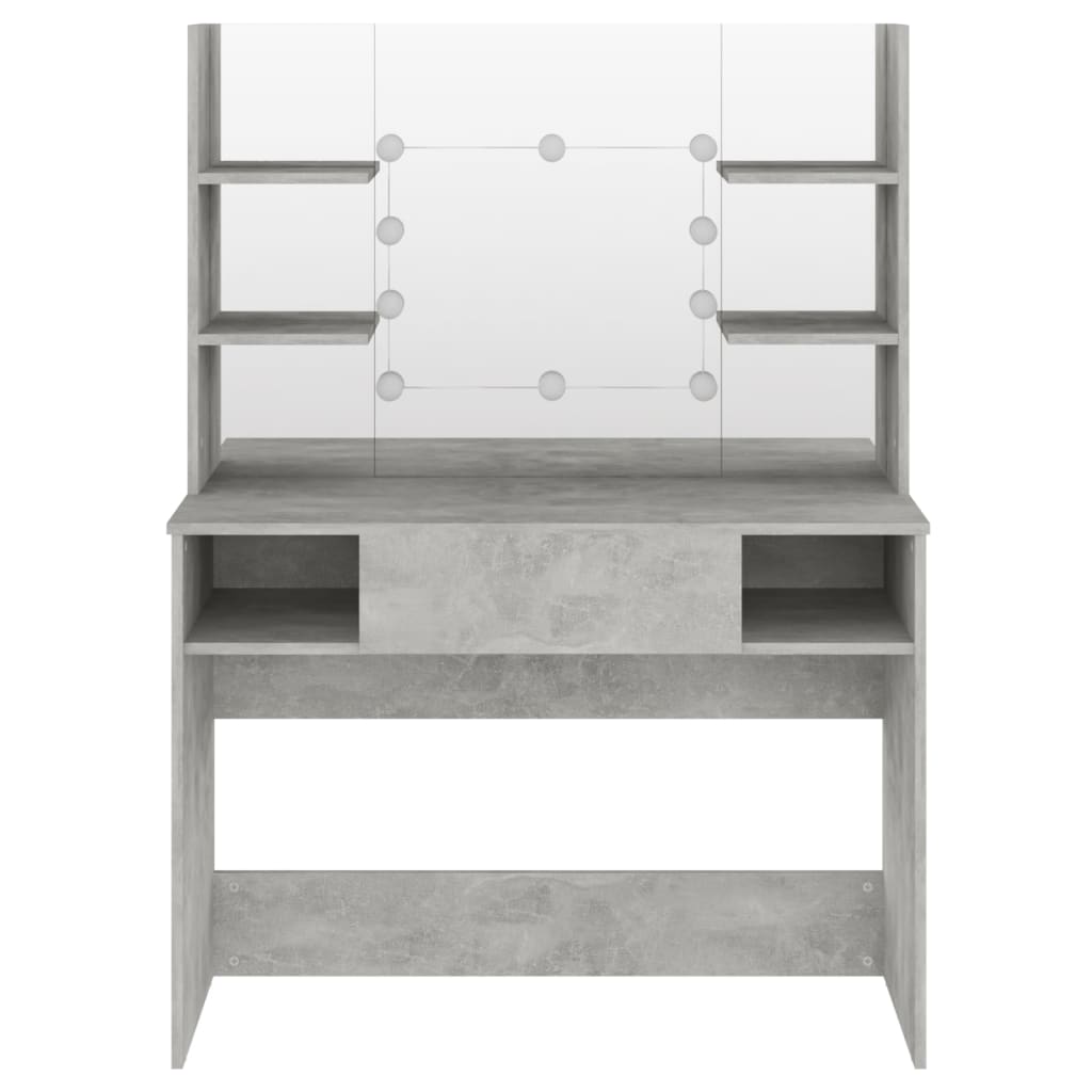 Modern Wooden Makeup Vanity Desk Dressing Table With LED Lights Mirror & Storage