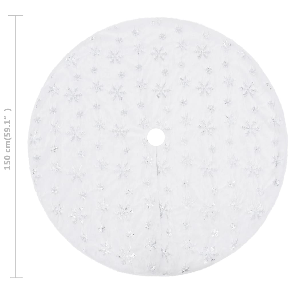 Luxury Christmas Tree Skirt White Faux Fur