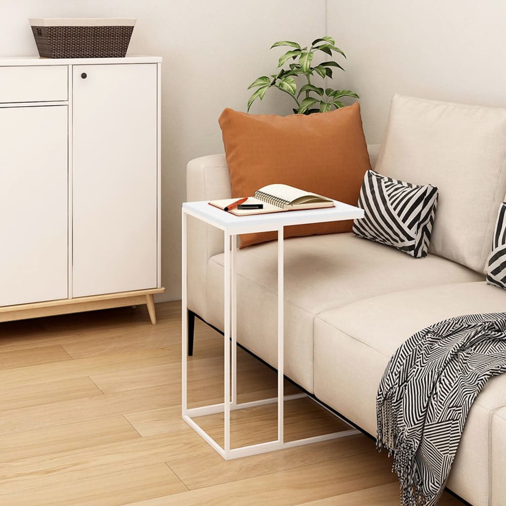 Side Table White 40x30x59 cm Engineered Wood