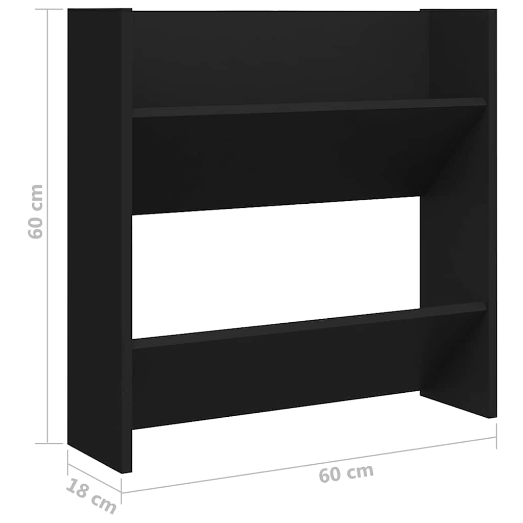 Wall Shoe Cabinet Black 60x18x60 cm Engineered Wood