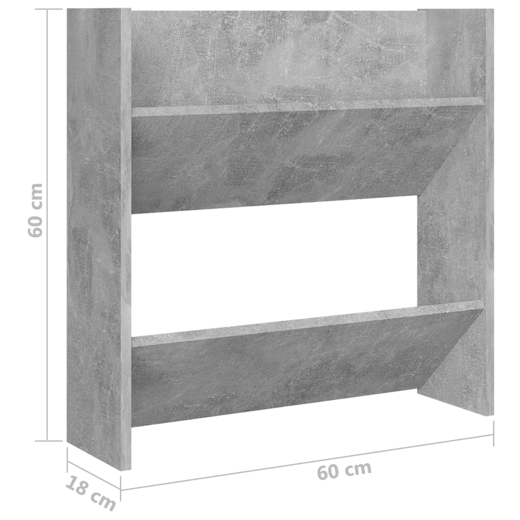 Wall Shoe Cabinet Concrete Grey 60x18x60 cm Engineered Wood