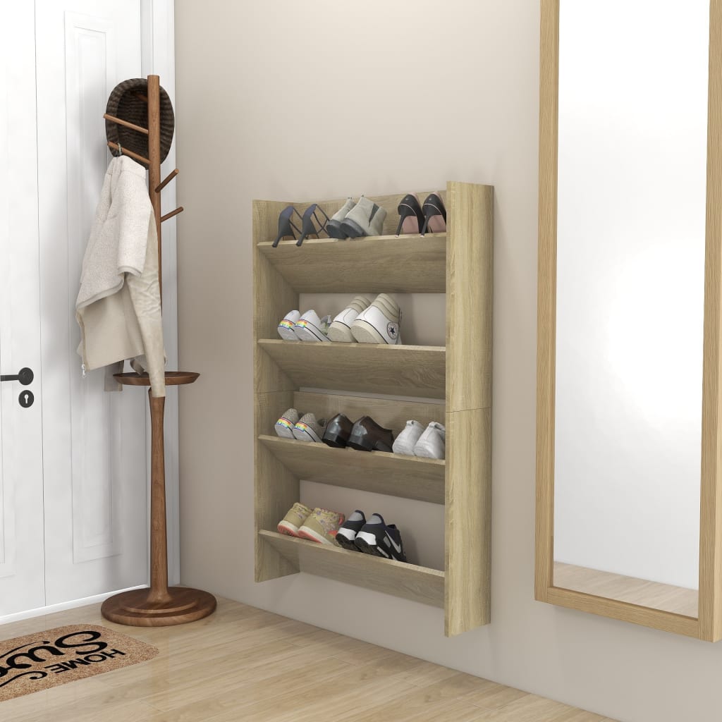 Wall Shoe Cabinets 2 pcs Sonoma Oak 80x18x60cm Engineered Wood