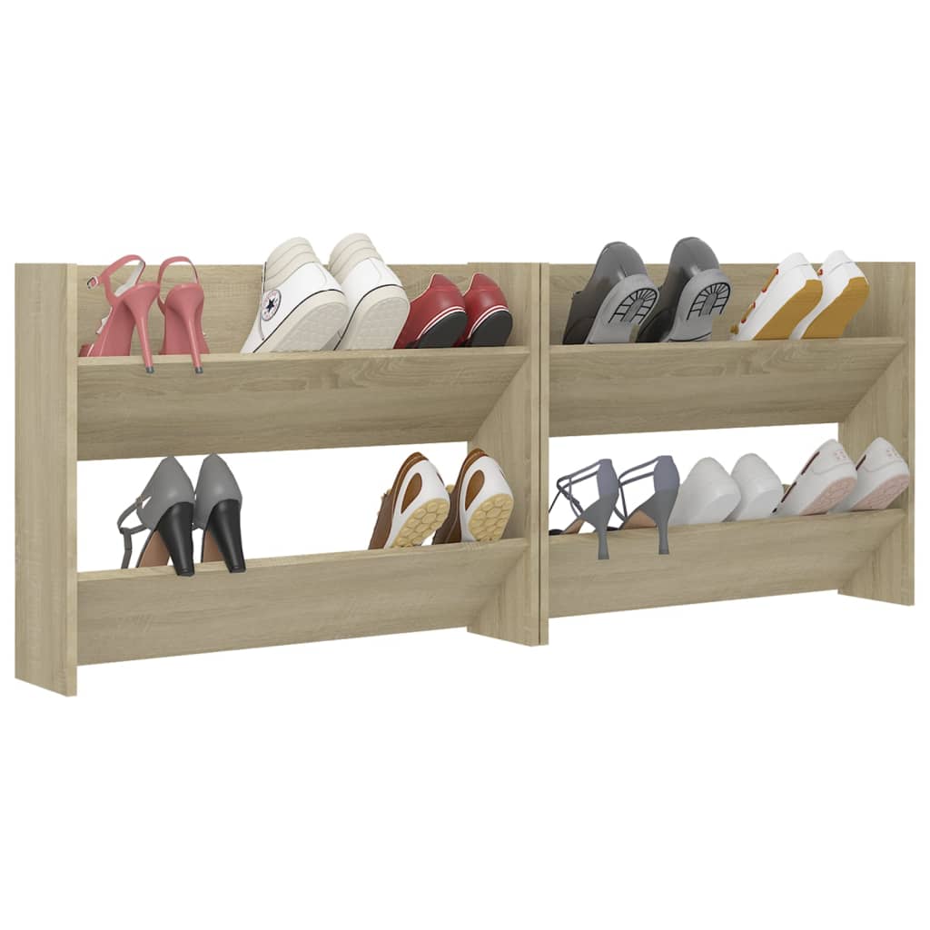 Wall Shoe Cabinets 2 pcs Sonoma Oak 80x18x60cm Engineered Wood