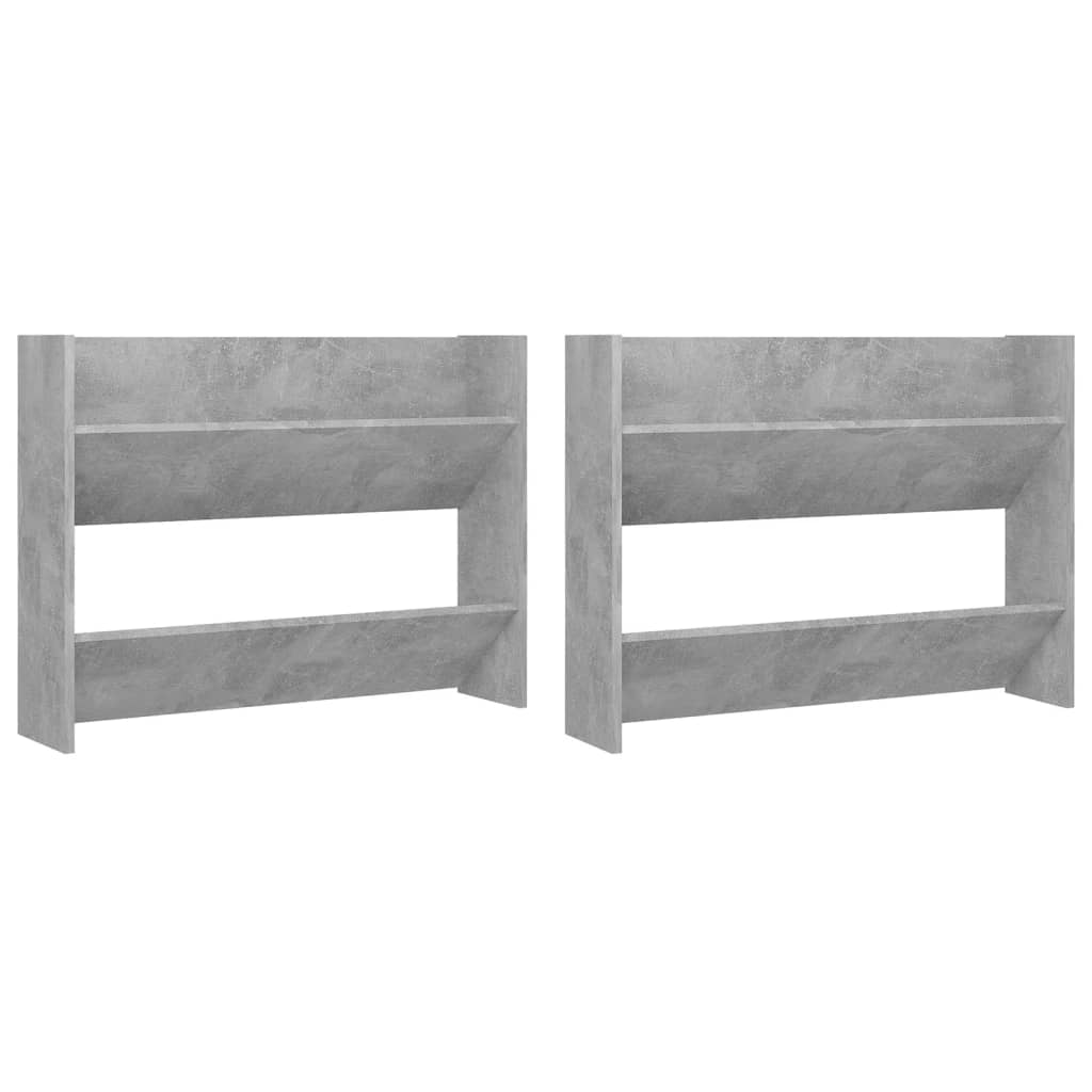 Wall Shoe Cabinets 2 pcs Concrete Grey 80x18x60 cm Engineered Wood