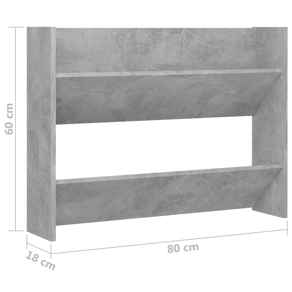 Wall Shoe Cabinets 2 pcs Concrete Grey 80x18x60 cm Engineered Wood
