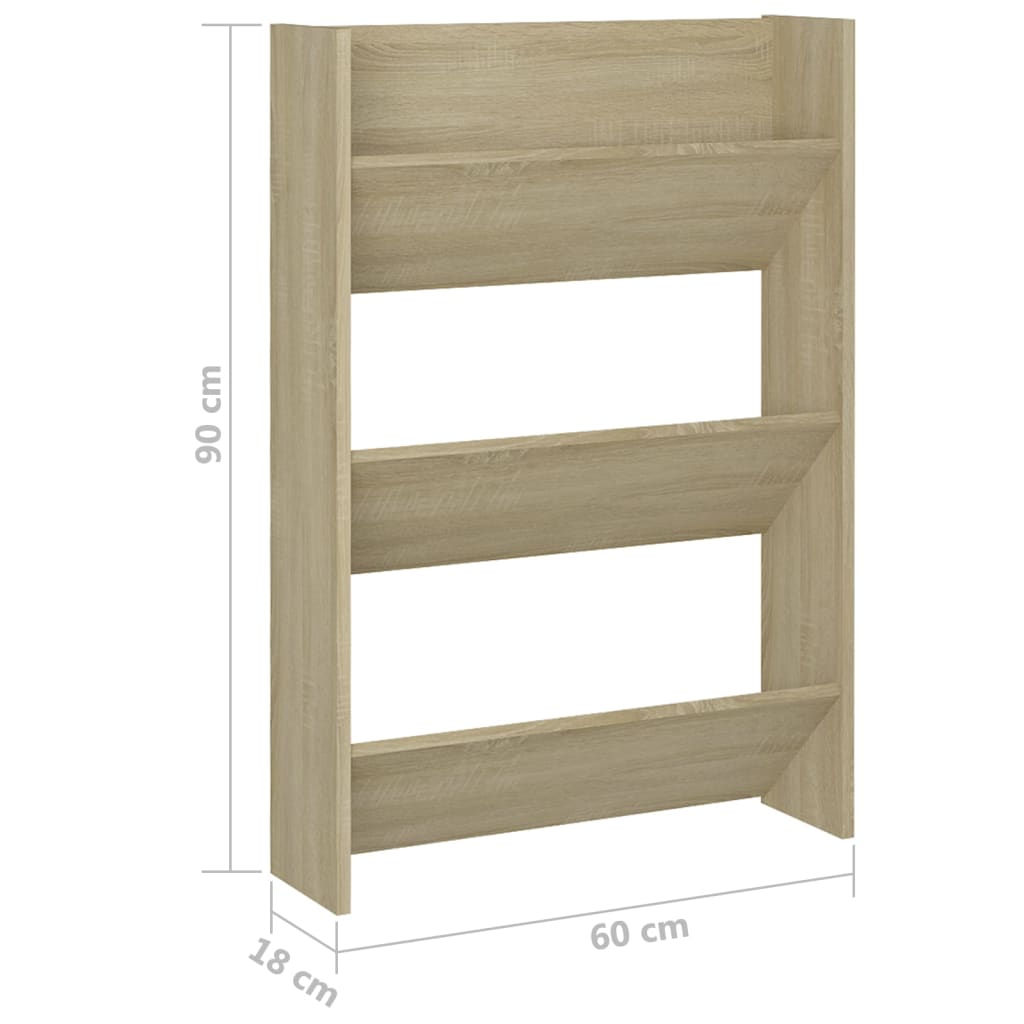Wall Shoe Cabinets 2 pcs  Sonoma Oak 60x18x90 cm Engineered Wood