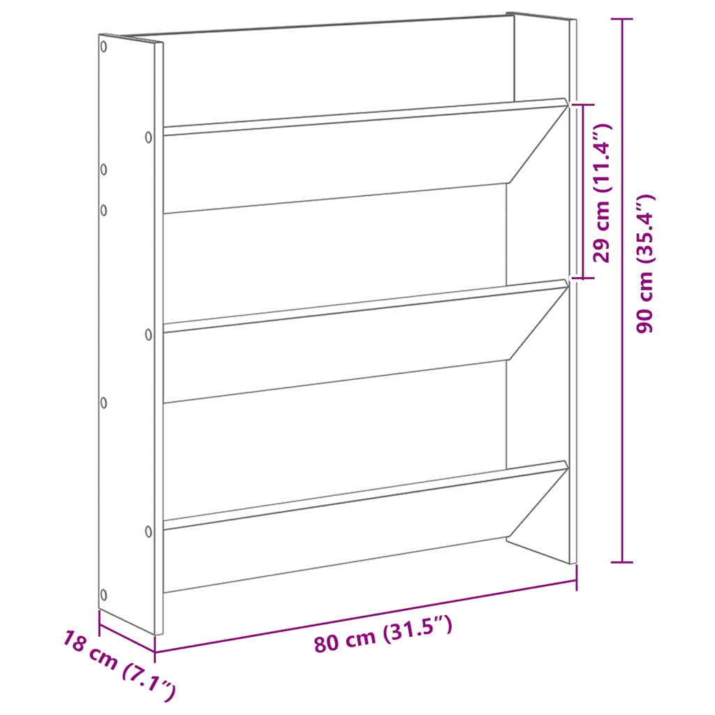 Wall Shoe Cabinet Sonoma Oak 80x18x90 cm Engineered Wood
