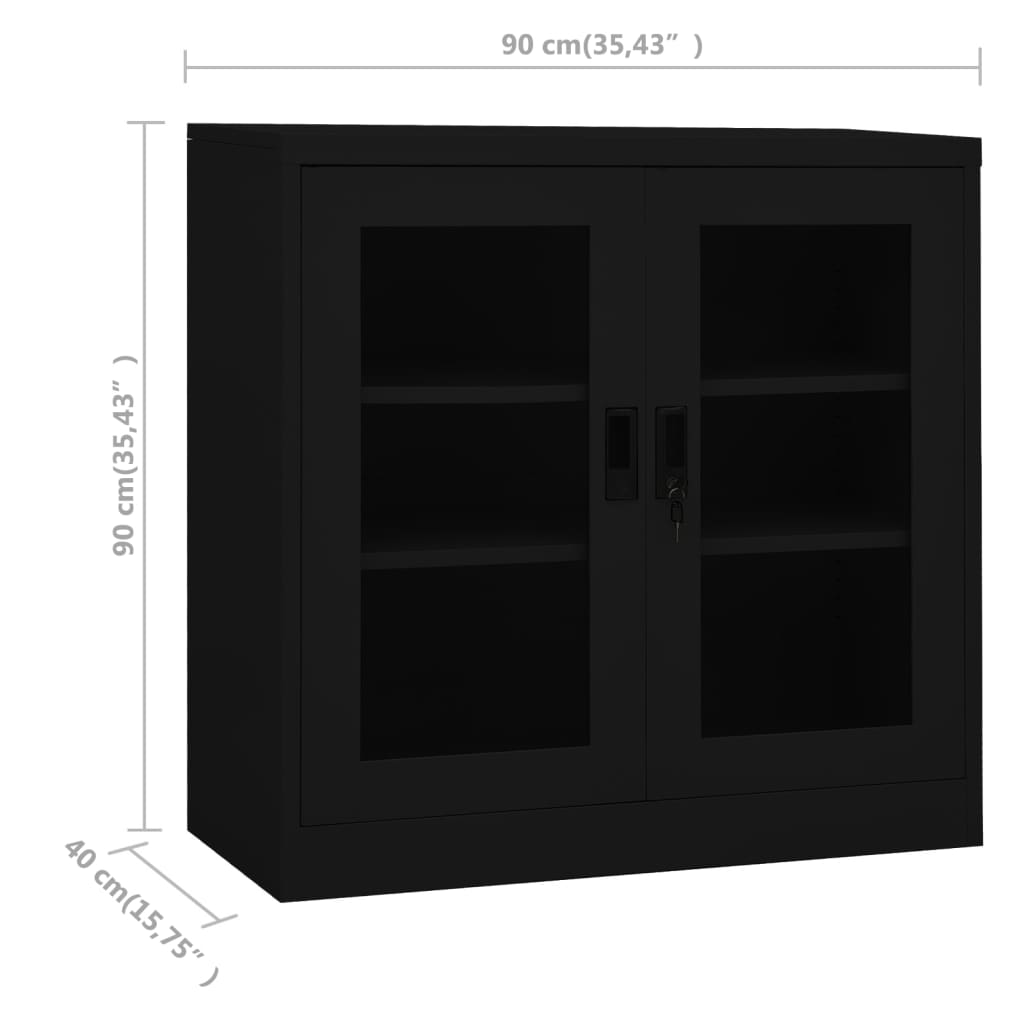 Office Cabinet Black 90x40x90 cm Steel