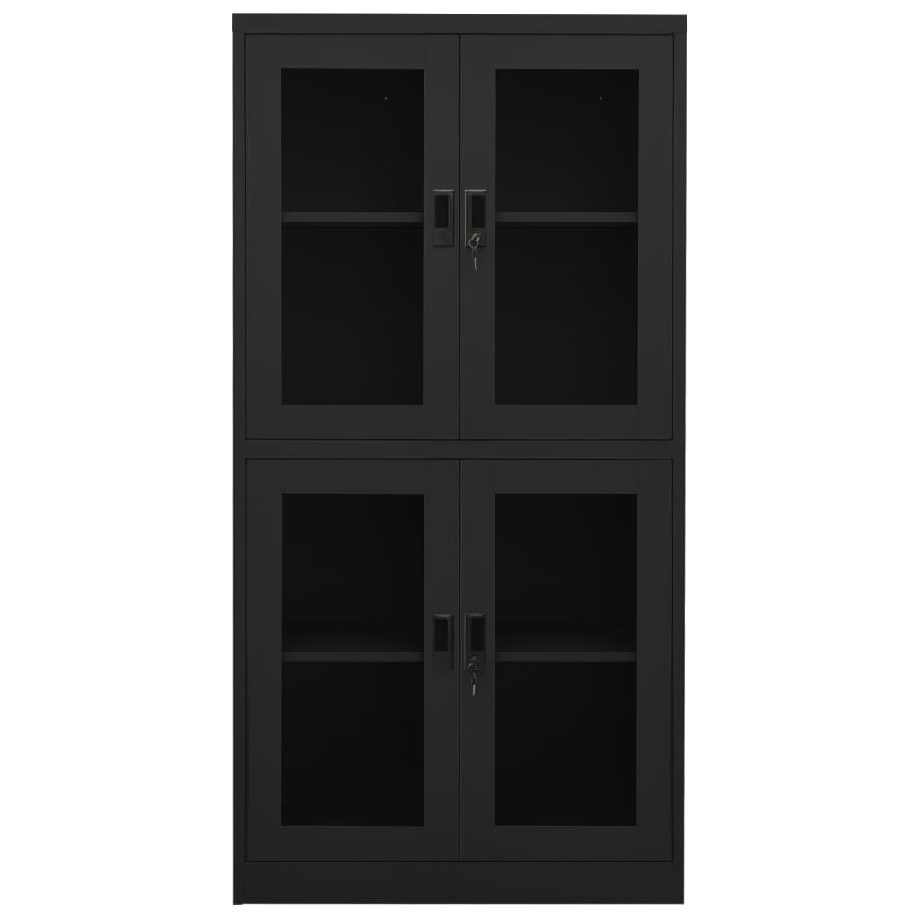Office Cabinet Anthracite 90x40x180 cm Steel and Tempered Glass