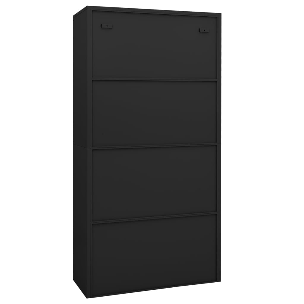 Office Cabinet Anthracite 90x40x180 cm Steel and Tempered Glass