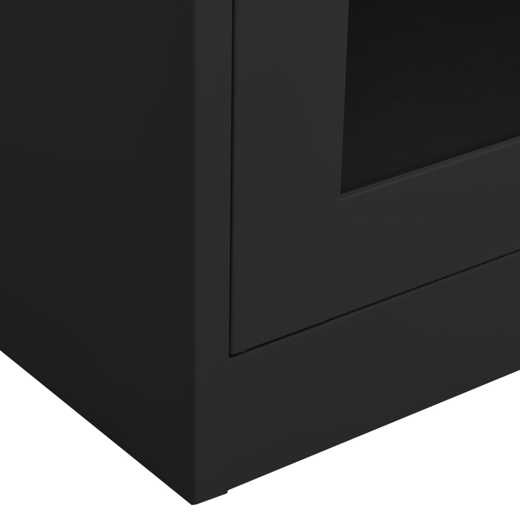 Office Cabinet Anthracite 90x40x180 cm Steel and Tempered Glass