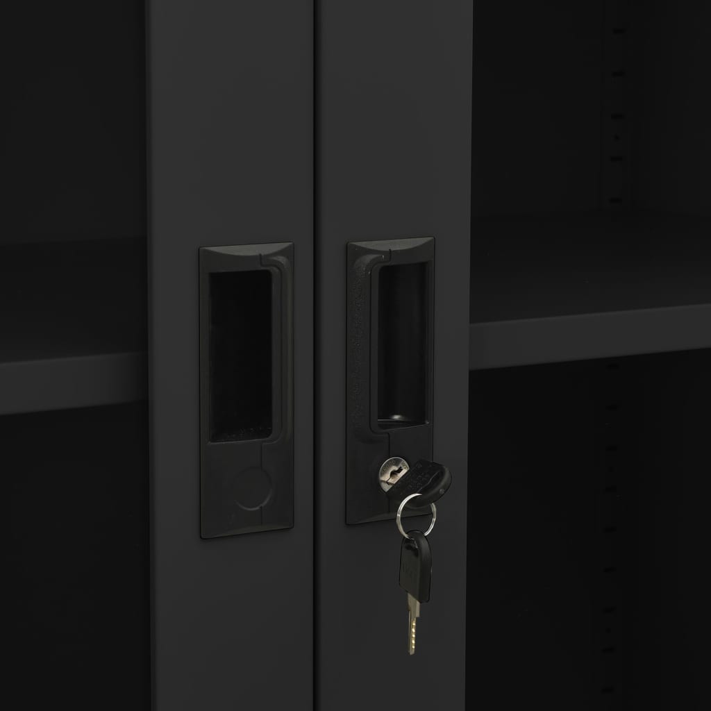 Office Cabinet Anthracite 90x40x180 cm Steel and Tempered Glass