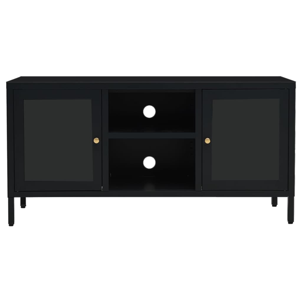 TV Cabinet Black 105x35x52 cm Steel and Glass