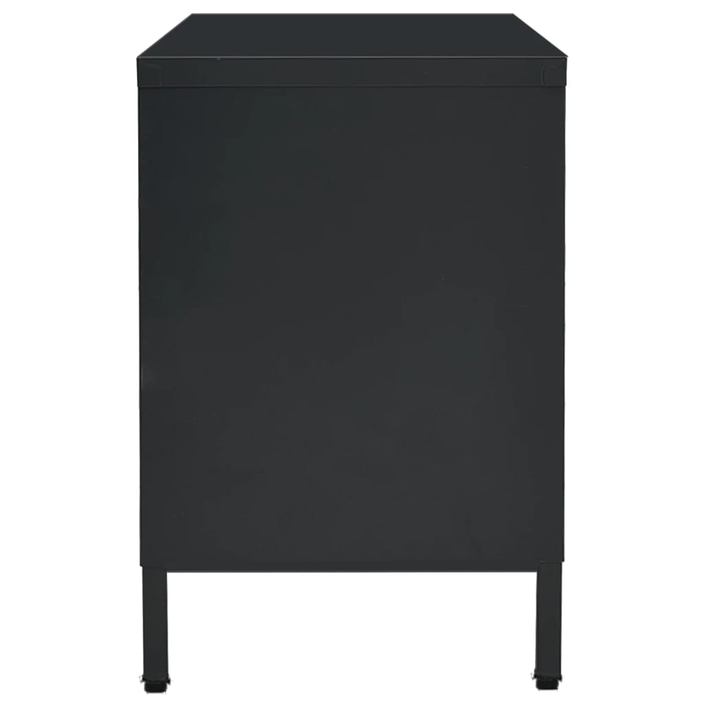 TV Cabinet Black 105x35x52 cm Steel and Glass