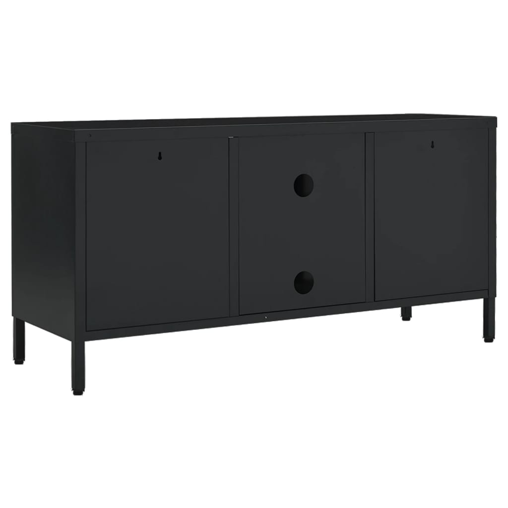 TV Cabinet Black 105x35x52 cm Steel and Glass
