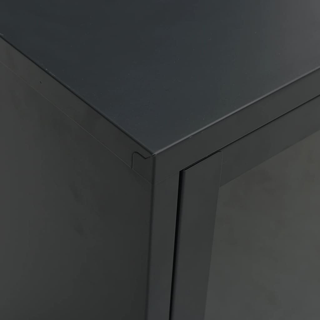 TV Cabinet Black 105x35x52 cm Steel and Glass