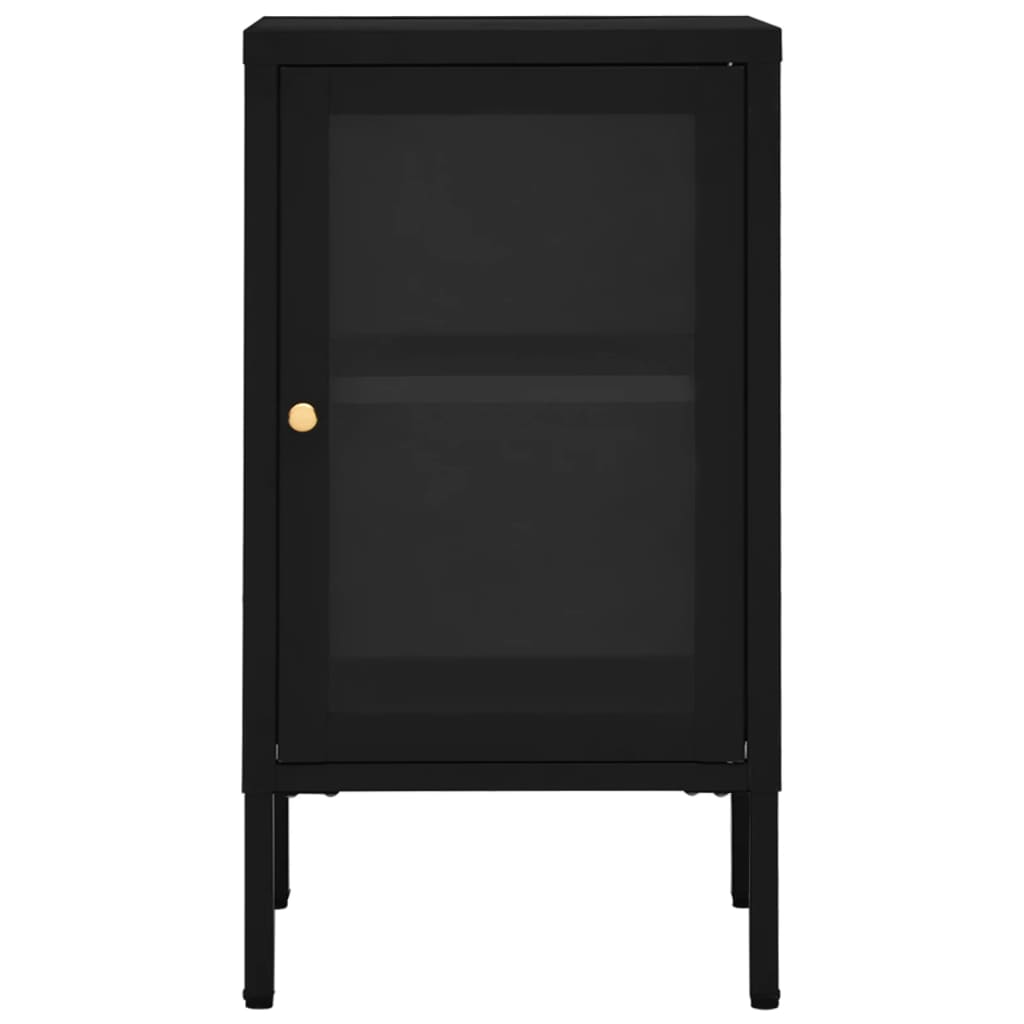Sideboard Black 38x35x70 cm Steel and Glass