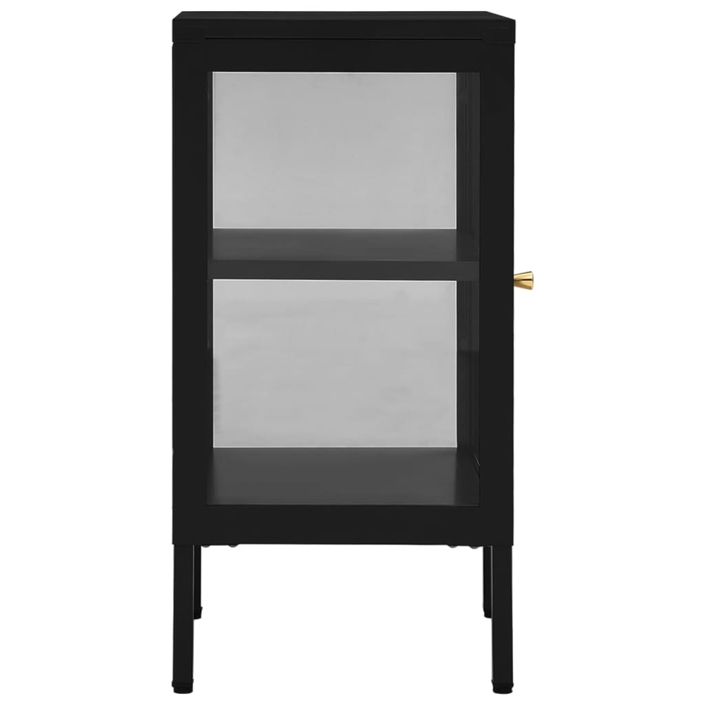 Sideboard Black 38x35x70 cm Steel and Glass