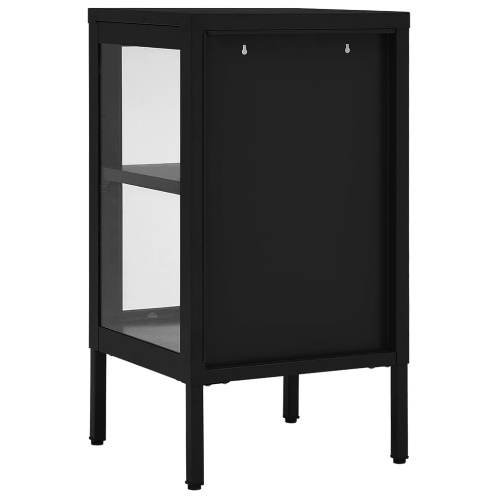 Sideboard Black 38x35x70 cm Steel and Glass