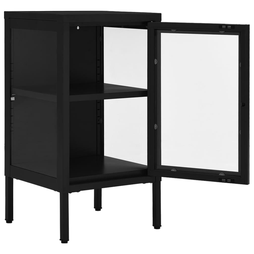 Sideboard Black 38x35x70 cm Steel and Glass