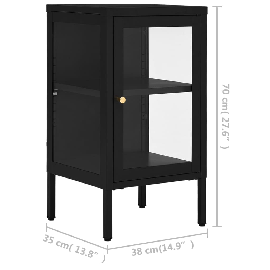 Sideboard Black 38x35x70 cm Steel and Glass