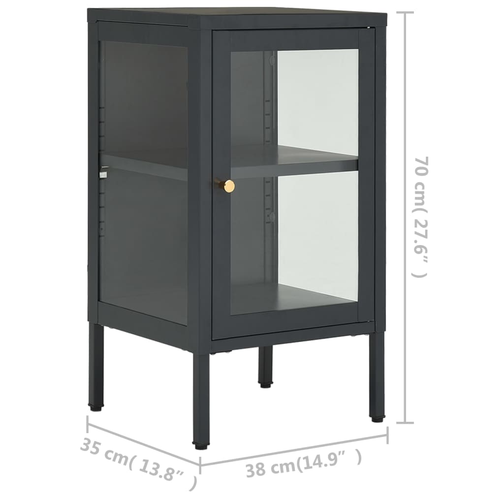 Sideboard Anthracite 38x35x70 cm Steel and Glass