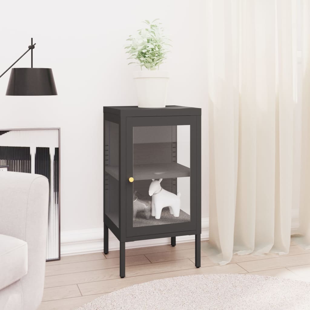 Sideboard Anthracite 38x35x70 cm Steel and Glass