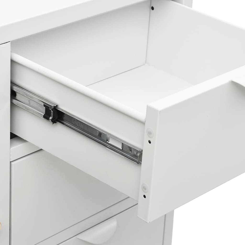 Sideboard White 75x35x70 cm Steel and Tempered Glass