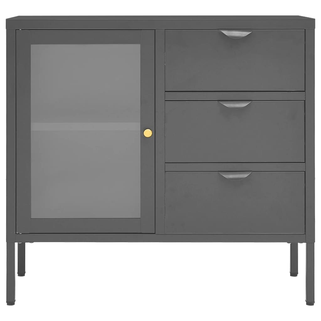Sideboard Anthracite 75x35x70 cm Steel and Tempered Glass