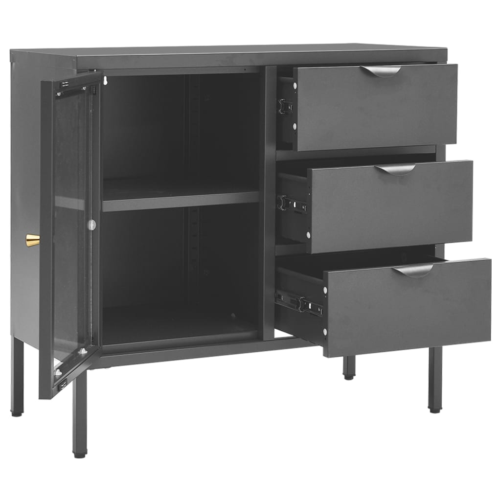 Sideboard Anthracite 75x35x70 cm Steel and Tempered Glass