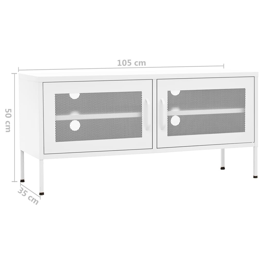 TV Cabinet White 105x35x50 cm Steel