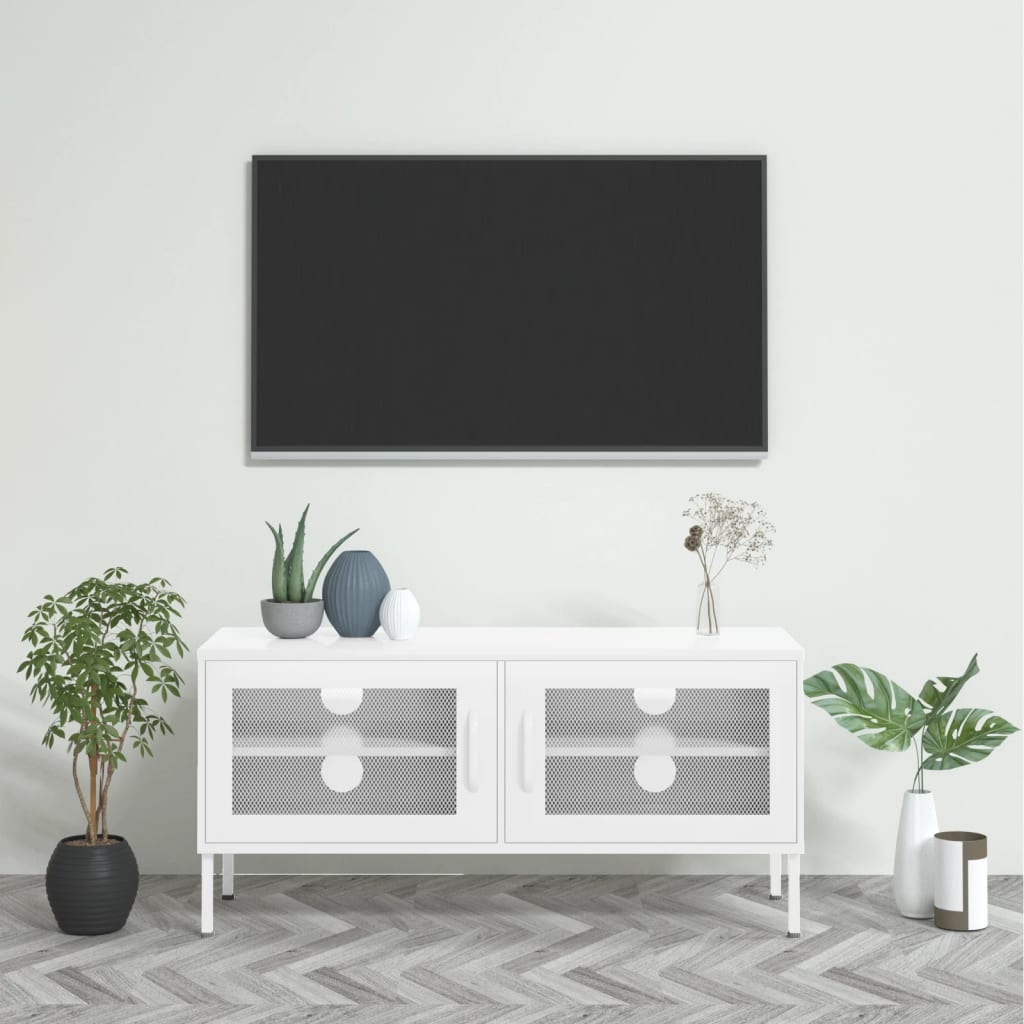 TV Cabinet White 105x35x50 cm Steel