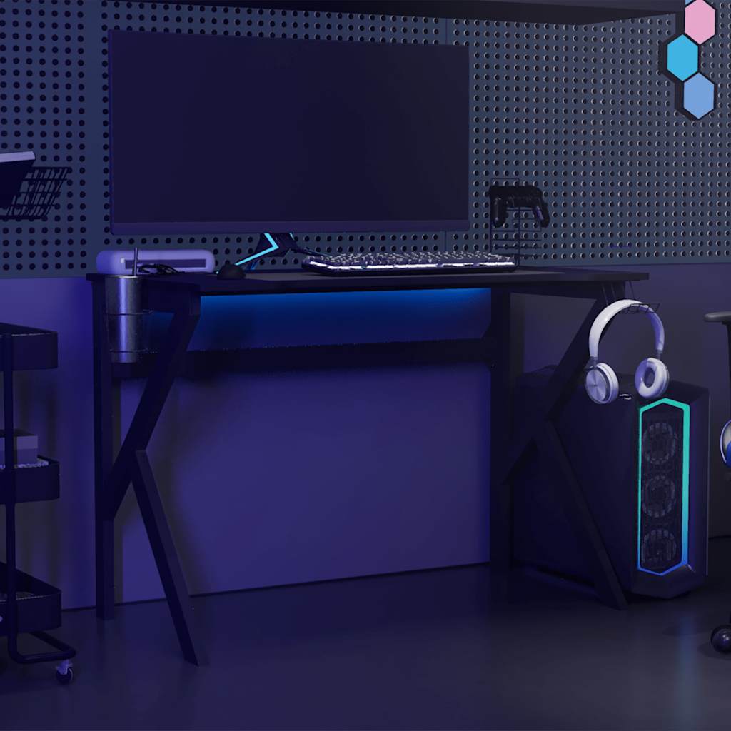Gaming Desk with K Shape Legs Black 110x60x75 cm
