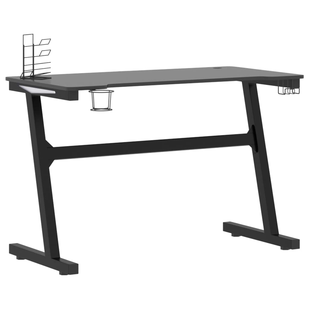 Gaming Desk LED with Z Shape Black 110x60x75 cm