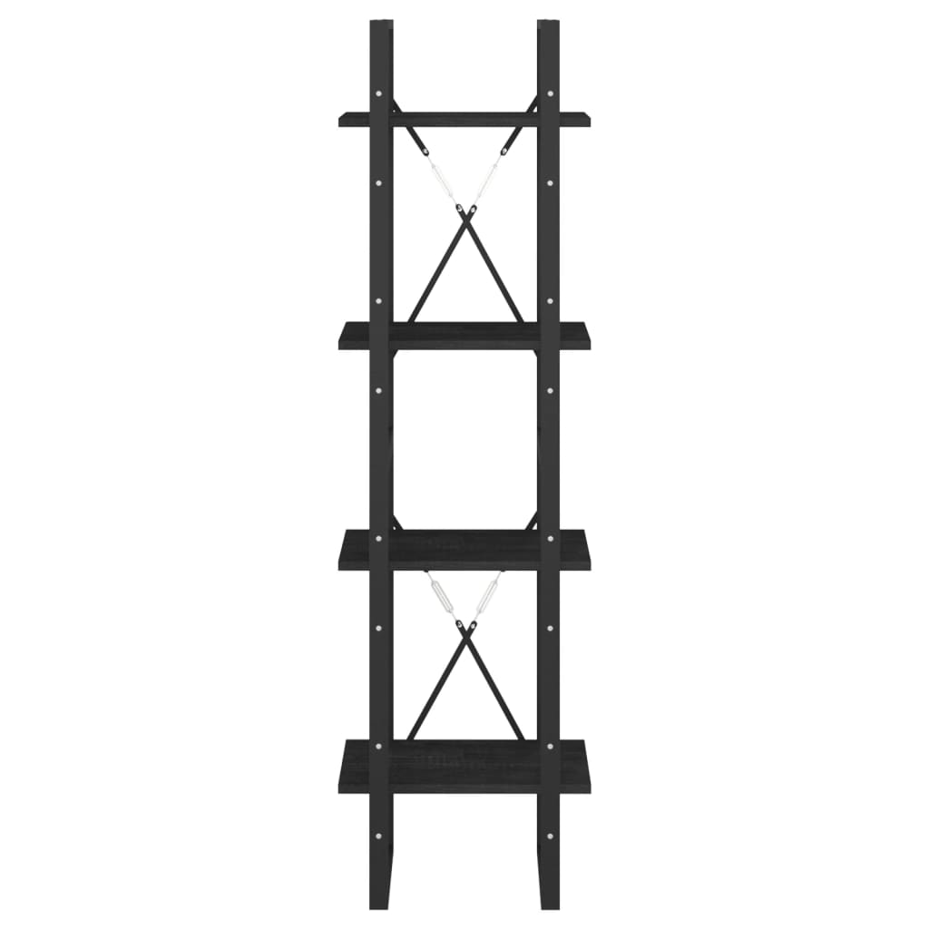 4-Tier Book Cabinet Black 40x30x140 cm Solid Pine Wood