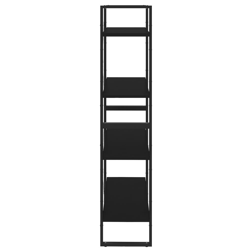 4-Tier Book Cabinet Black 80x30x140 cm Engineered Wood